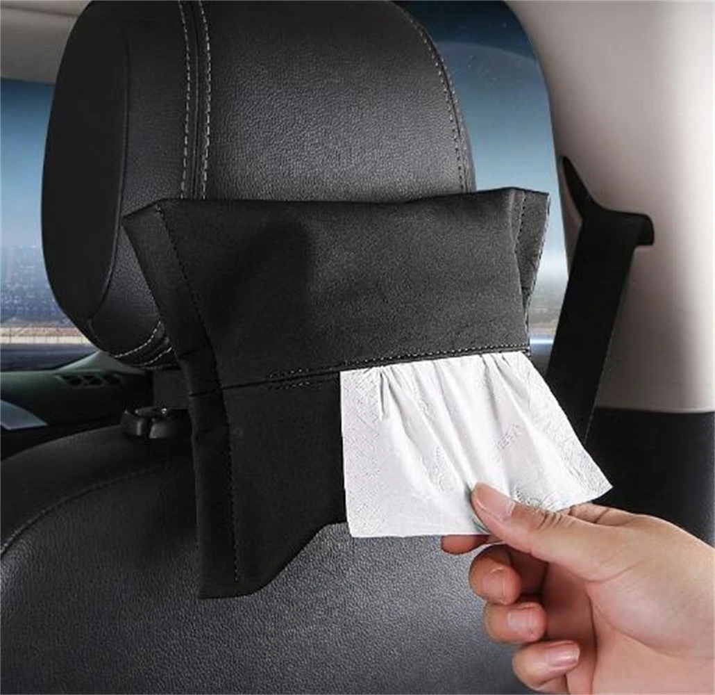 Universal Car Armrest Leather Seat Back Tissue Box Cover Paper Car Sun Visor Home Napkin Holder Case Bag