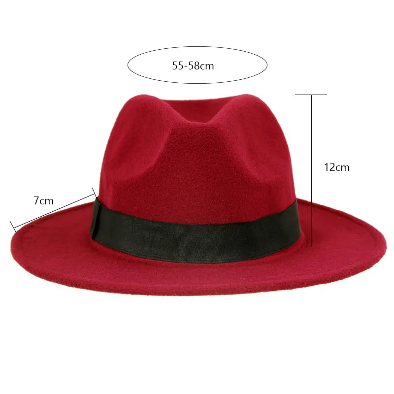 Vintage Unisex Wool Jazz Hats Large Brim Felt Cloche Cowboy Panama Fedora Hat for Women MenTrilby Derby Fedoras image 2