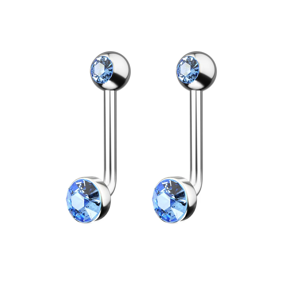 G23 Titanium Crystal Gem Vertical Hood Piercing Lip Ring