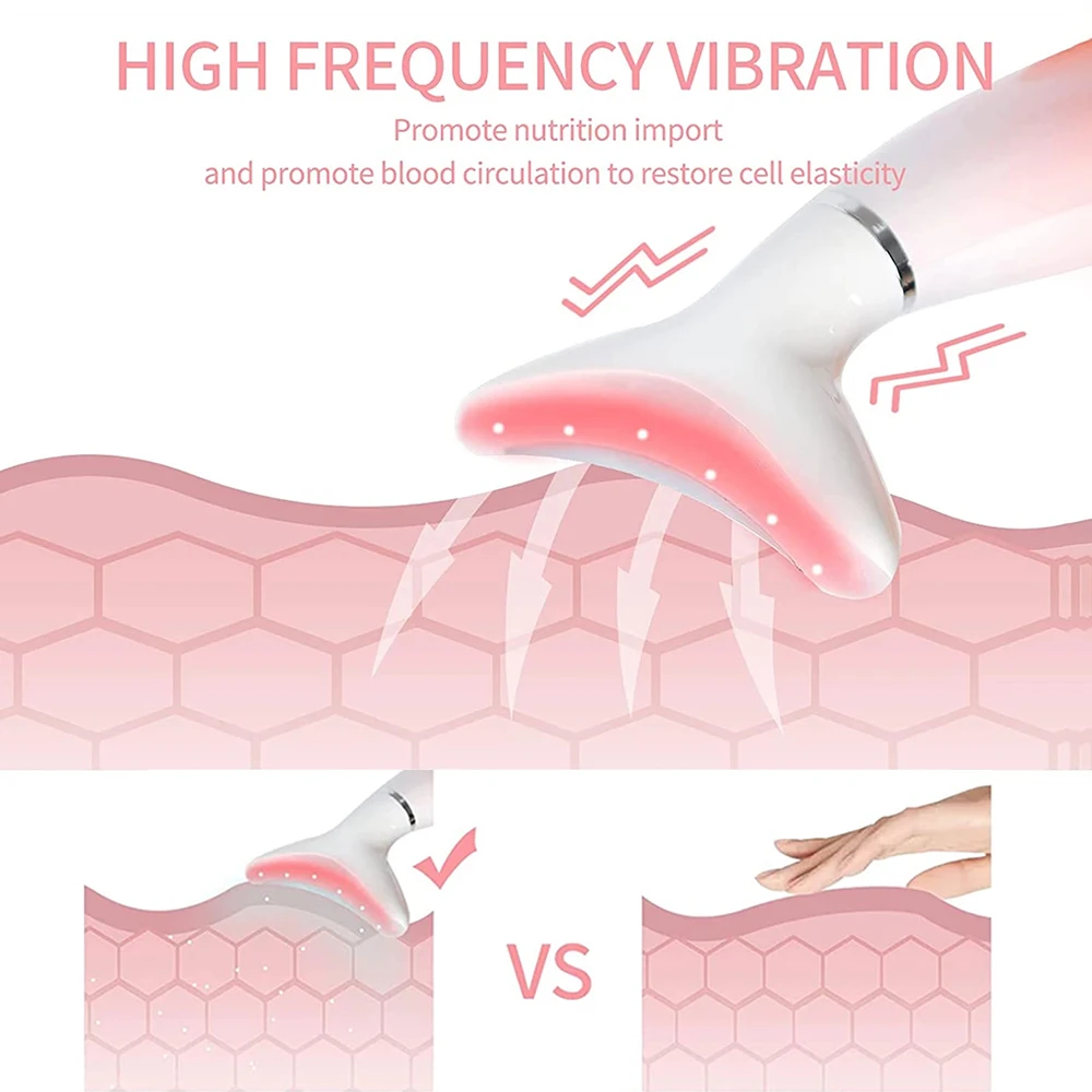 คอหน้านวด3สี LED Photon Therapy Face คอต่อต้านริ้วรอยกำจัดคู่คางยก Skin Care Beauty อุปกรณ์
