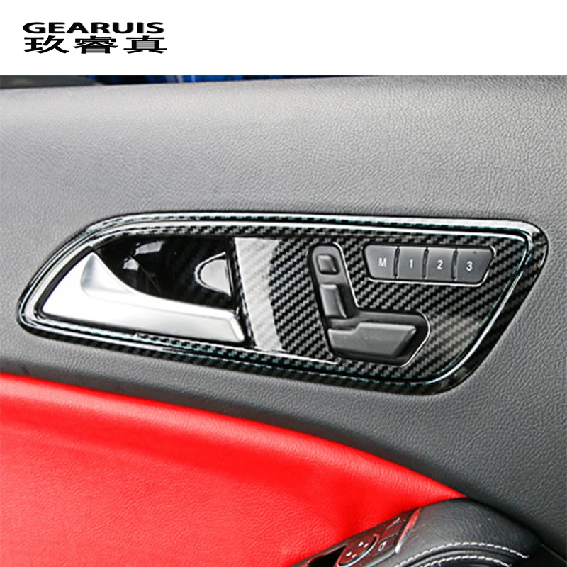 Carbon Fiber Car Styling Door Buttons Seat Adjustment Panel Cover Stickers Trim for Mercedes Benz A GLA CLA Class W176 X156 C117