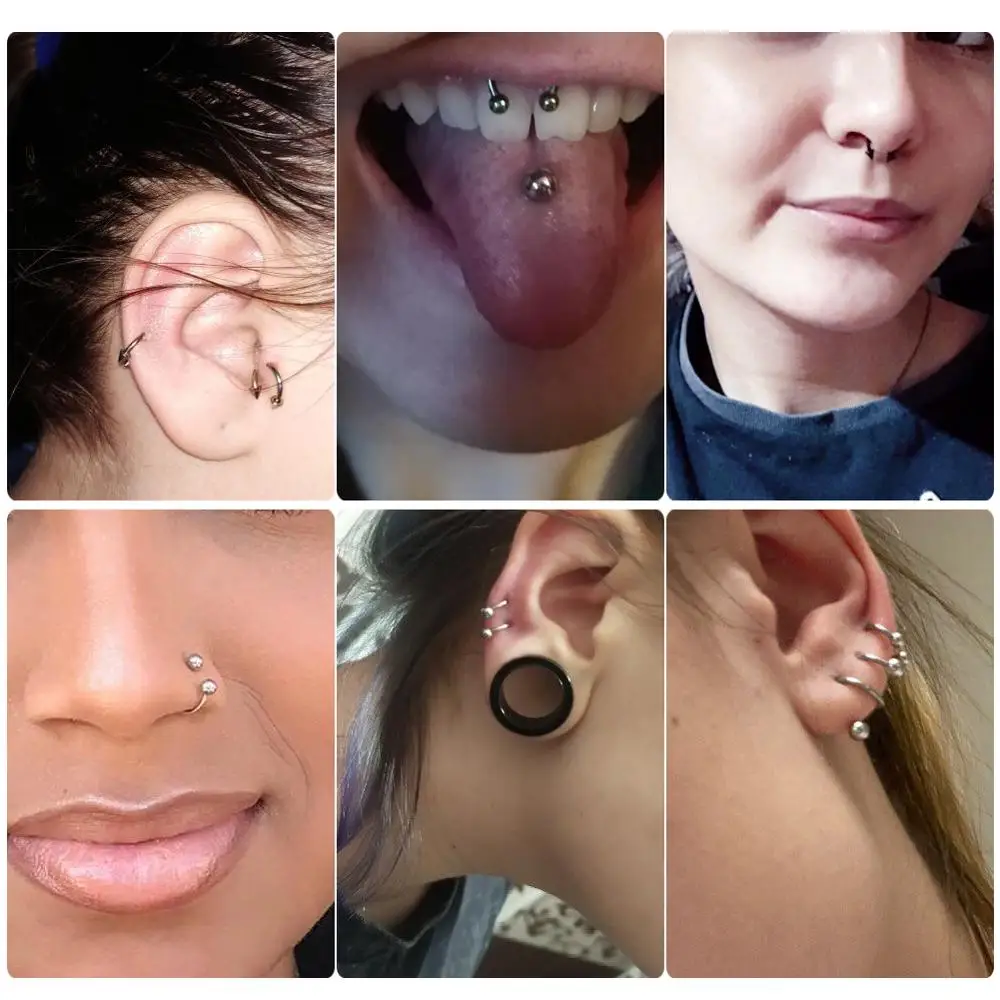 2pcs/lot Steel Ear Piercings Nose Rings Piercing Horseshoe Spike Ear Septum Helix Nariz Lip Eyebrow Tragus CBR Piercings Jewelry