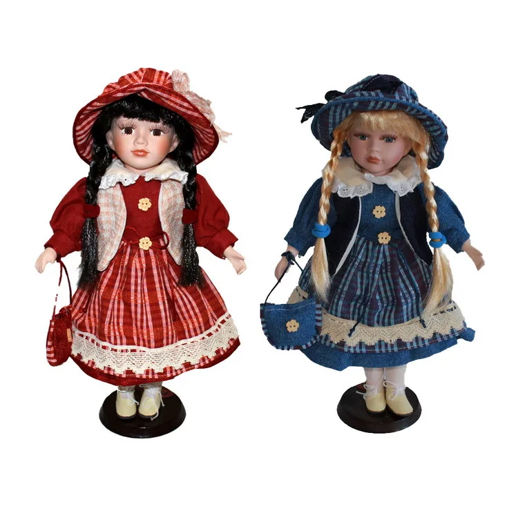 40cm porcelain Leisur girl doll European rural Field Village ceramic doll home decoration Christmas gifts for girl