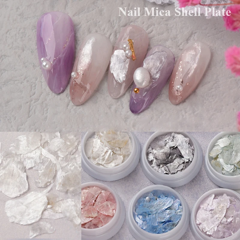 

1 Box Natural Mica Slice Nail Art Decorations 3d Ultra Thin Shell Flakes Silk Decals Sticker Manicure Design Accessories