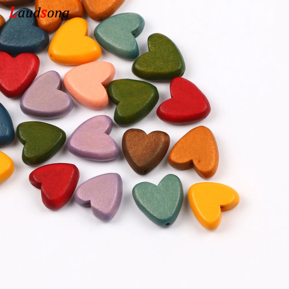 10Pcs Natural Color Wooden Beads 15mm Heart Shape Wood Loose Beads For Jewelry Making Kids Pacifier Clip DIY Accessories