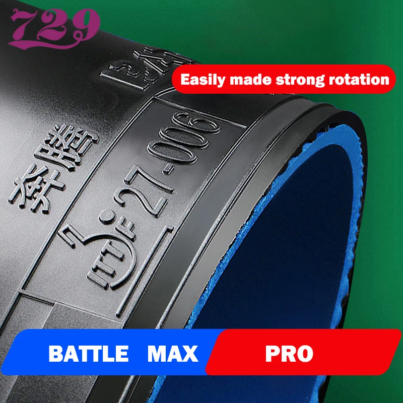 Friendship 729 BATTLE MAX PRO Table Tennis Rubber Pips In High Sticky Ping Pong Rubber with Sponge Strong Rotation