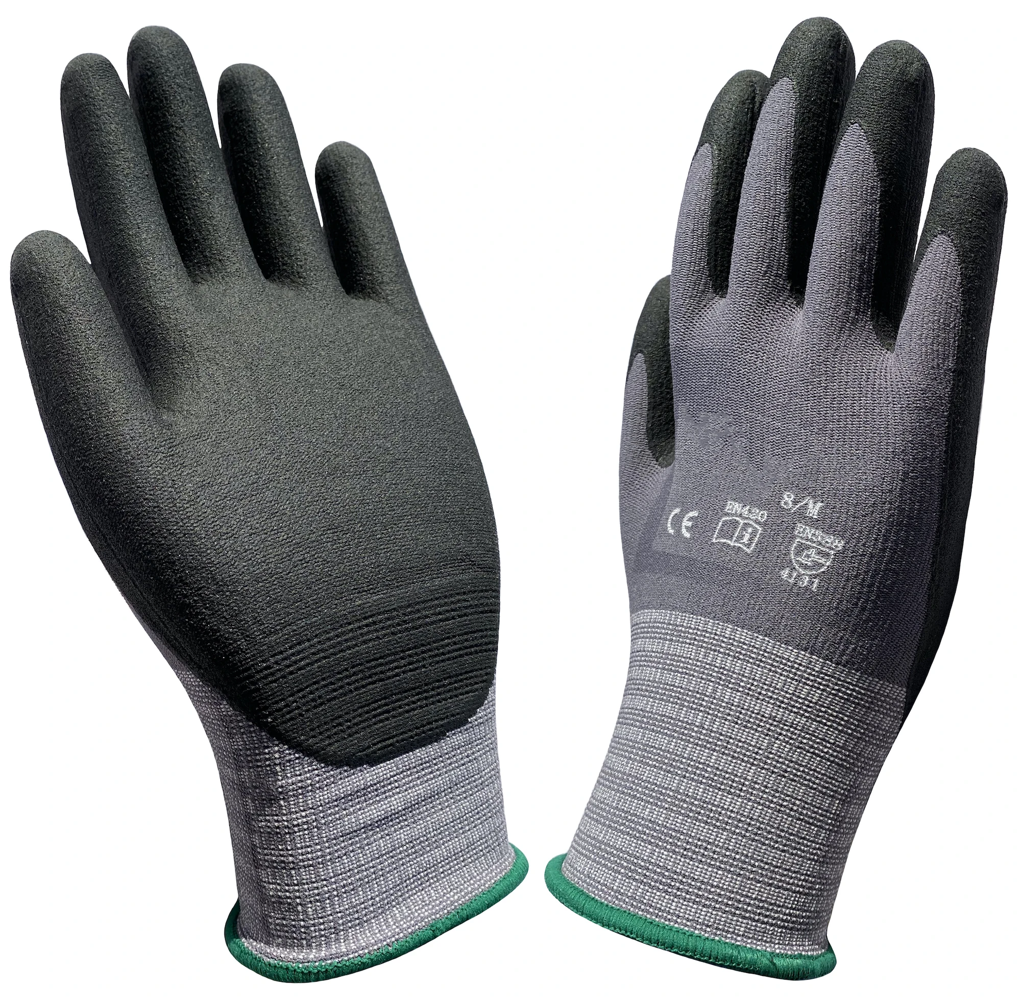 Work Glove Garden Micro Foam Nitrile Oil Gas 2 Pair Industrial High Flex CE 4131 Abrasion Resistant Nylon Spandex Safety Mittens