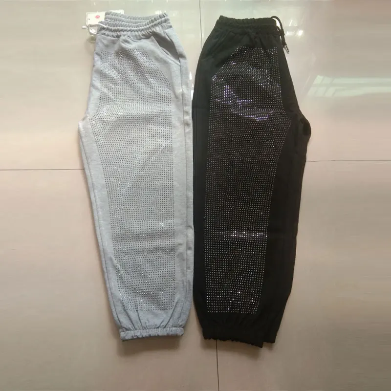 Pantalones holgados y brillantes para mujer, ropa de calle con perforación en caliente, informal, a la moda, 5XL, otoño, 2022