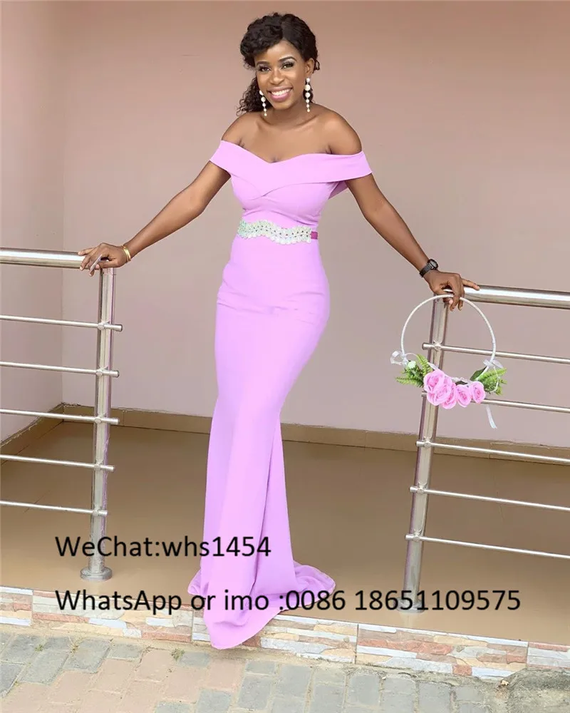 Pink Mermaid African Bridesmaid Dresses 2024 Long Sexy Off Shoulder Women Wedding Party Dress Robe Demoiselle D'honneur