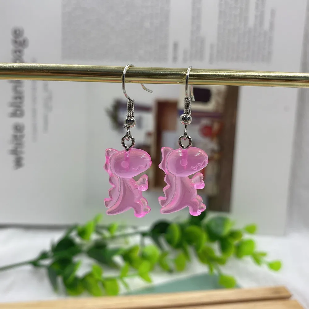 Cartoon Cute Resin Earrings Colorful Animal dinosaur Quality Drop Earrings for Girls Women Children Birthday Gift Lovely Jewelry