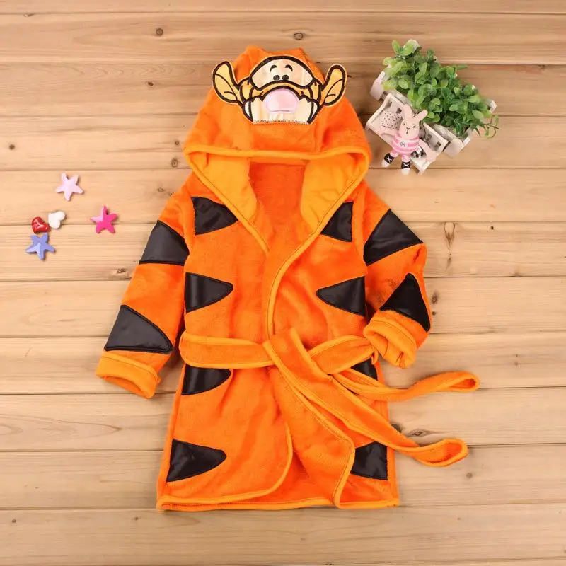 Disney Boys and Girls Nemo Minnie Mickey Belt Cartoon Homewear Nightgown Bathrobe Children Flannel Pajamas