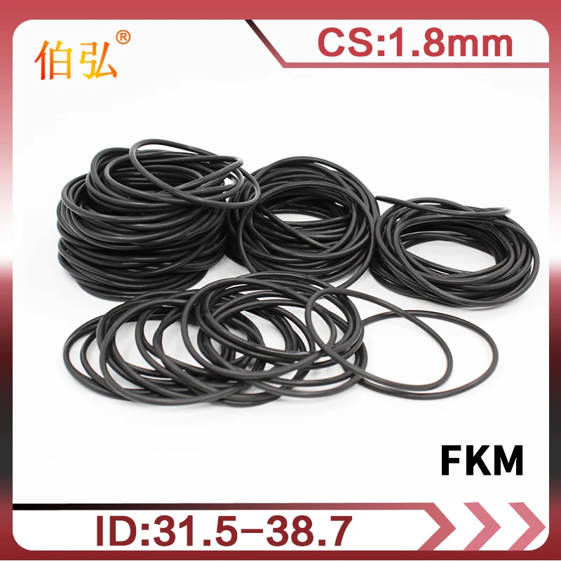 

5PCS/lot Fluorine rubber Ring Black FKM Seal 1.8mm Thickness ID31.5/32.5/34.5/35.5/36.5/37.5/38.7mm O-Ring Seal Ring Gasket