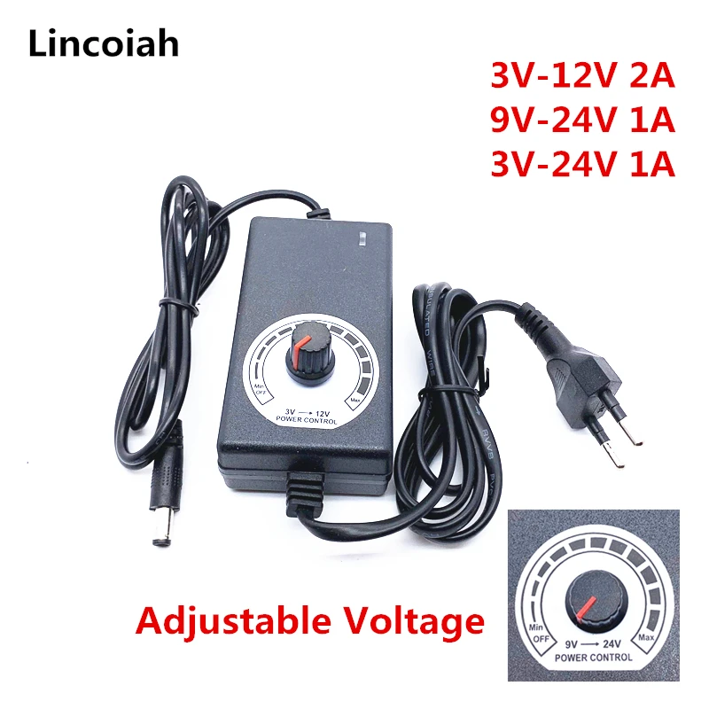 3V-12V 3V-24V 9V-24V Adjustable Adapter With Display Of Voltage DC 5.5x2.1/2.5mm Power Supply EU Plug 3 12 24 v Charger