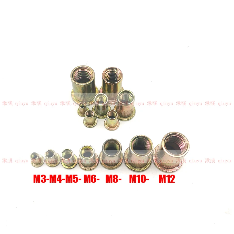 20-50-шт-m3-m4-m5-m6-m8-m10-m12-Заклепки-Гайки-с-плоской-головкой-Резьбовая-вставка-nutsert-Крышка-для-заклепок-Гайка-Пистолет-Оцинкованная-углеродистая-сталь