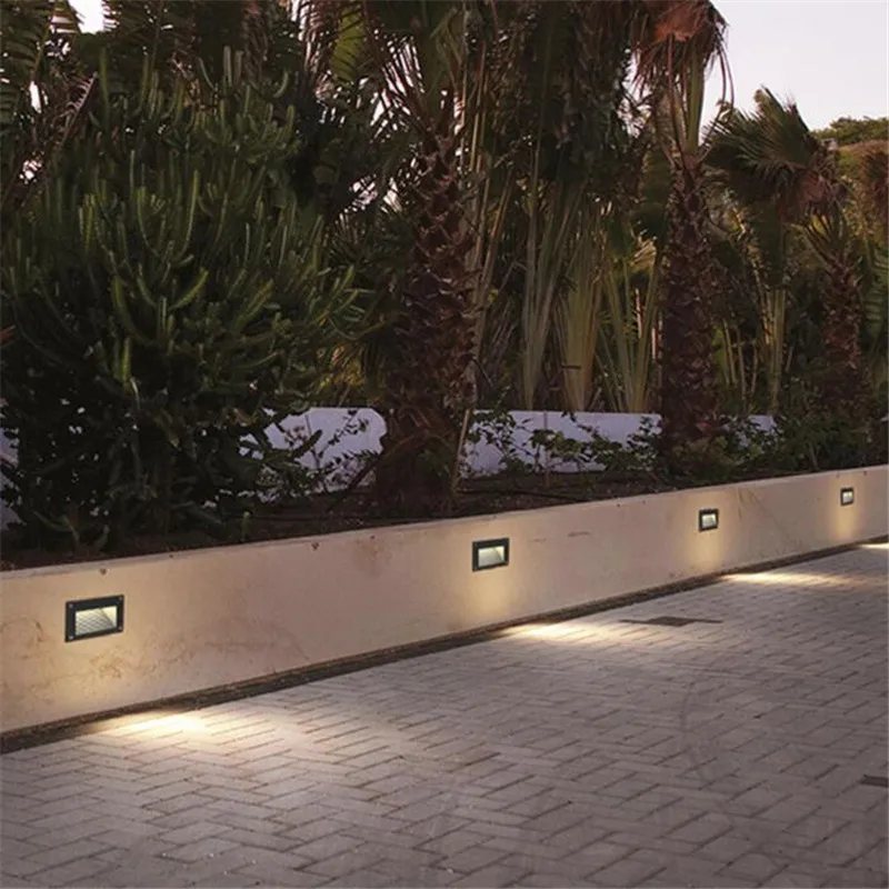 3W 5W Outdoor Waterproof Led Step Light Recessed Garden Villa Pathway Corner Wall Lamp Stairway Hallway Step Stair Light
