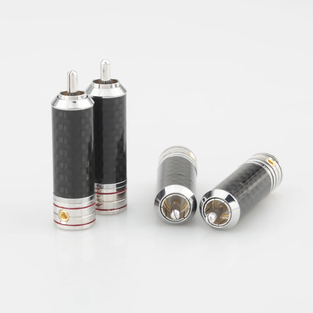 Audiocrast RCA Phono Plug HIFI Analogue cable Plug Carbon Fiber RCA Plug Rhodium Plated DIY