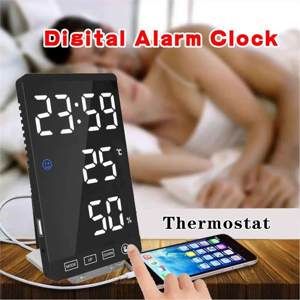 Digital alarm clocke digital clocke led decorative table clock electronic desktop Weather clock with thermometer touch control