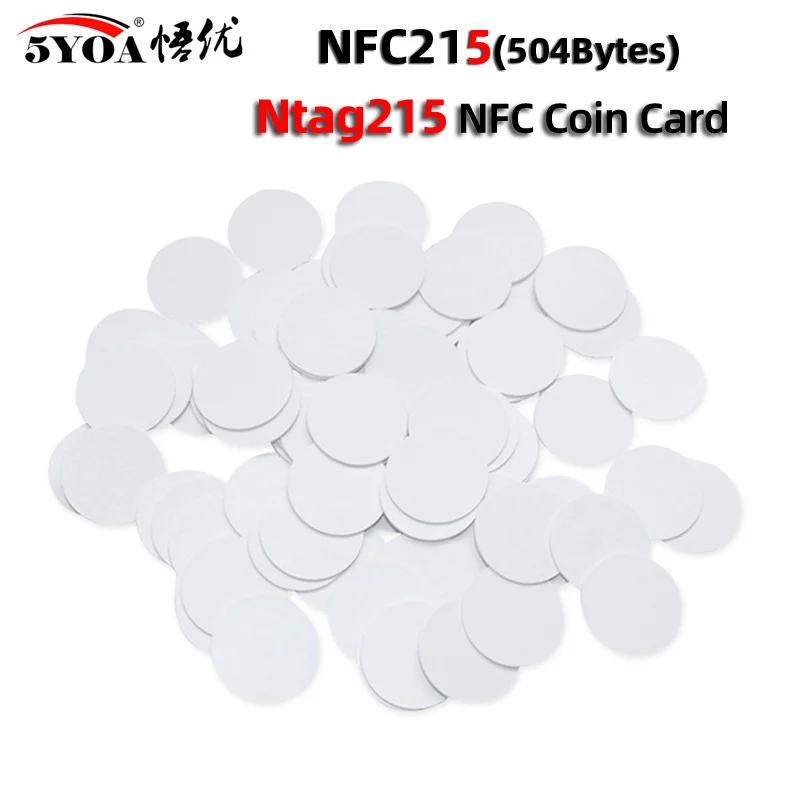 直径25mmのRFIDラベル,13.56/30個,NFC,ntag215,コインタグ,215 MHz