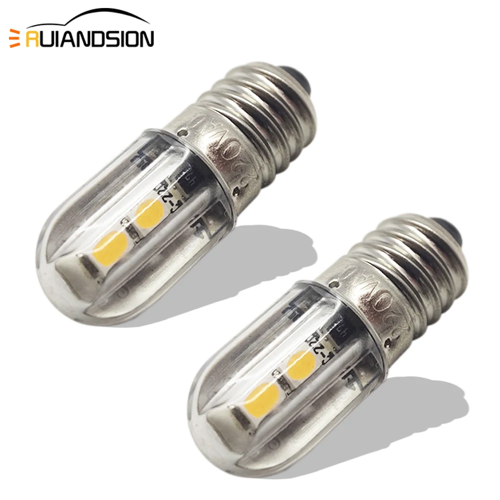 RUIANDSION 2 sztuk E10 4LEDS 3030SMD AC 220V 230V ciepły biały 3000K żółty dekoracyjne światła wodoodporna wymienić żarówka Led