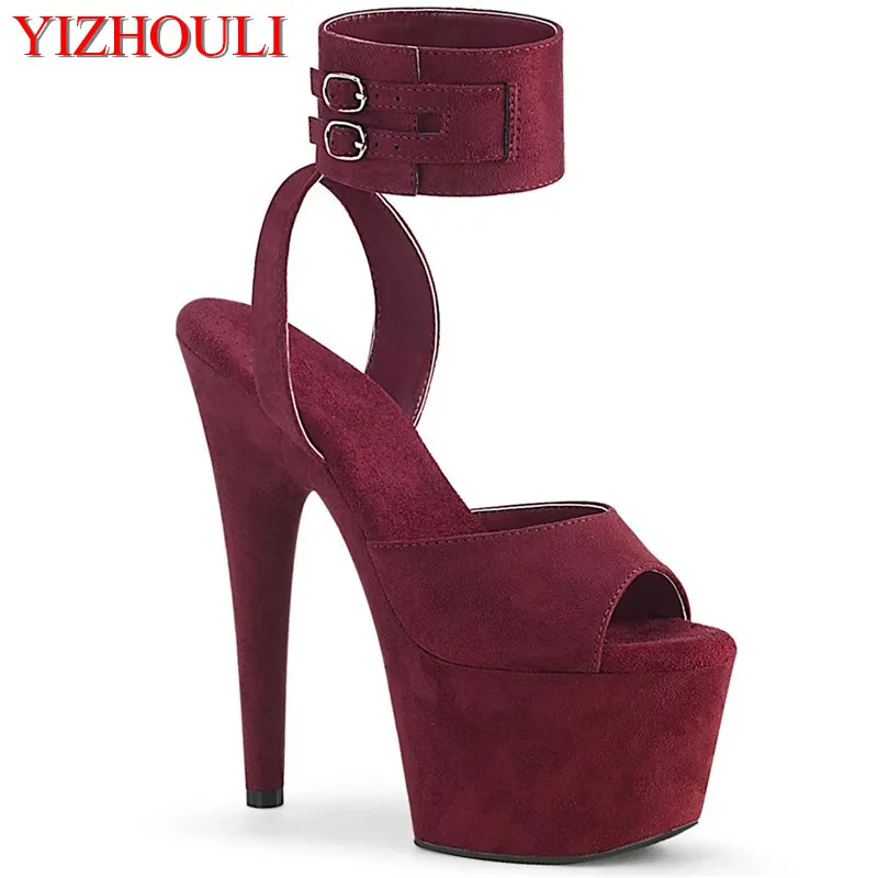 

The latest sexy 17cm bag and suede high-heeled pole dancing/show/star/banquet wedding walking shoes