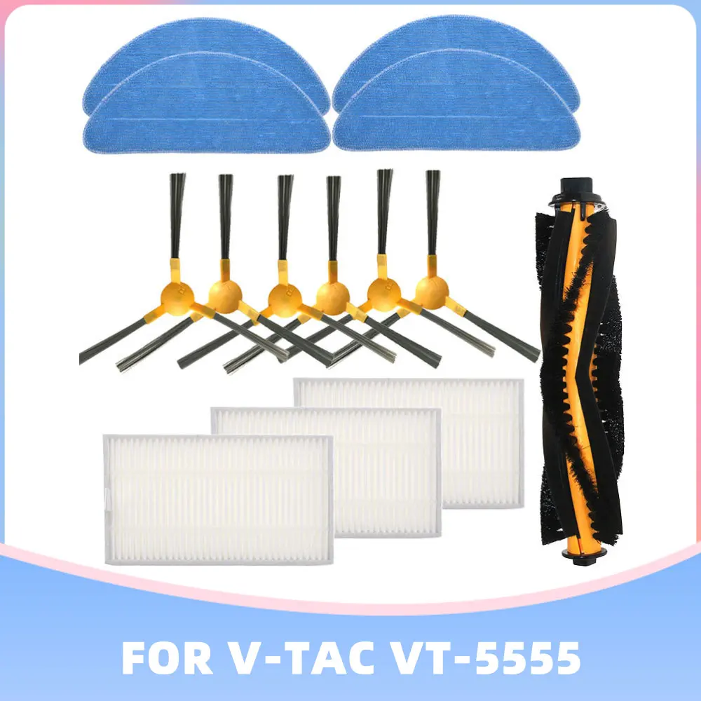 Compatible For V-TAC VT-5555  / VT-5556 Robot Vacuum Cleaner Spare Parts Filter Roller Side Brush Mop Cloths