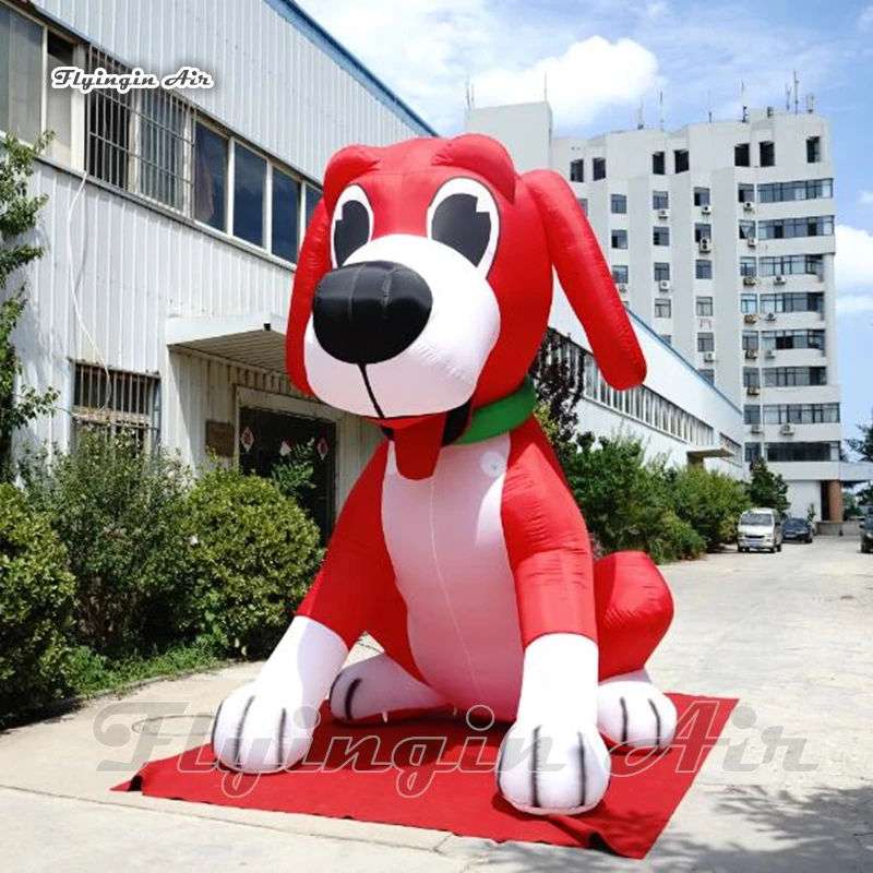 Outdoor Parade Performance Inflatable Dog 3m/4m Cute Advertising Cartoon Animal Mascot Red Puppy Model Balloon For Event Show