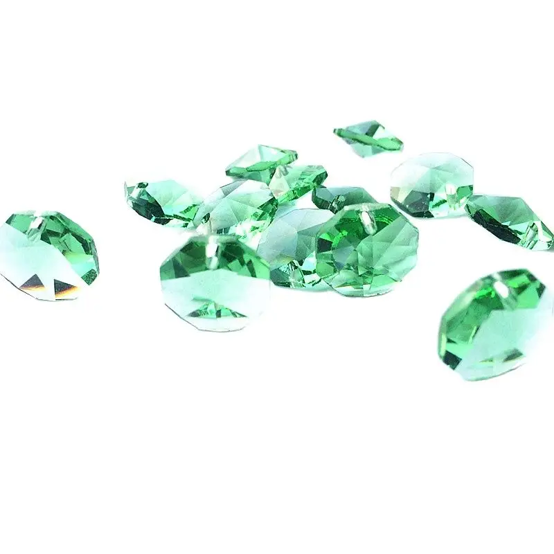 

Top Quality 500pcs/lot 14mm Apple Green Octagon K9 Crystal Beads In 1Hole For Chandeliers Accessories Lamp Parts Diy Suncather