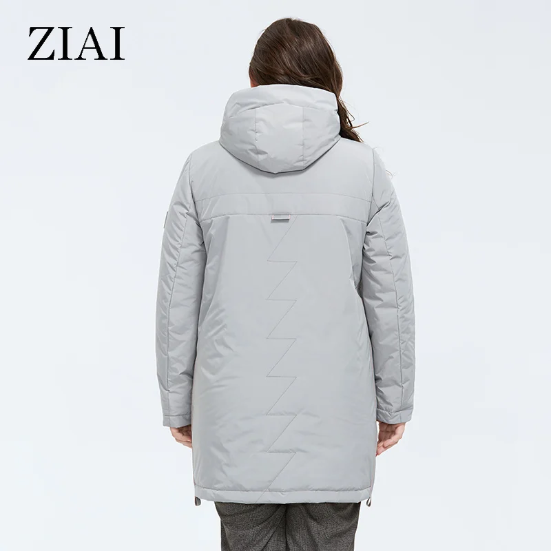 ZIAI 2022 new women jacket long light pink warm parka cotton over size coat female hooded casual ladies outwear instock  AM-8608