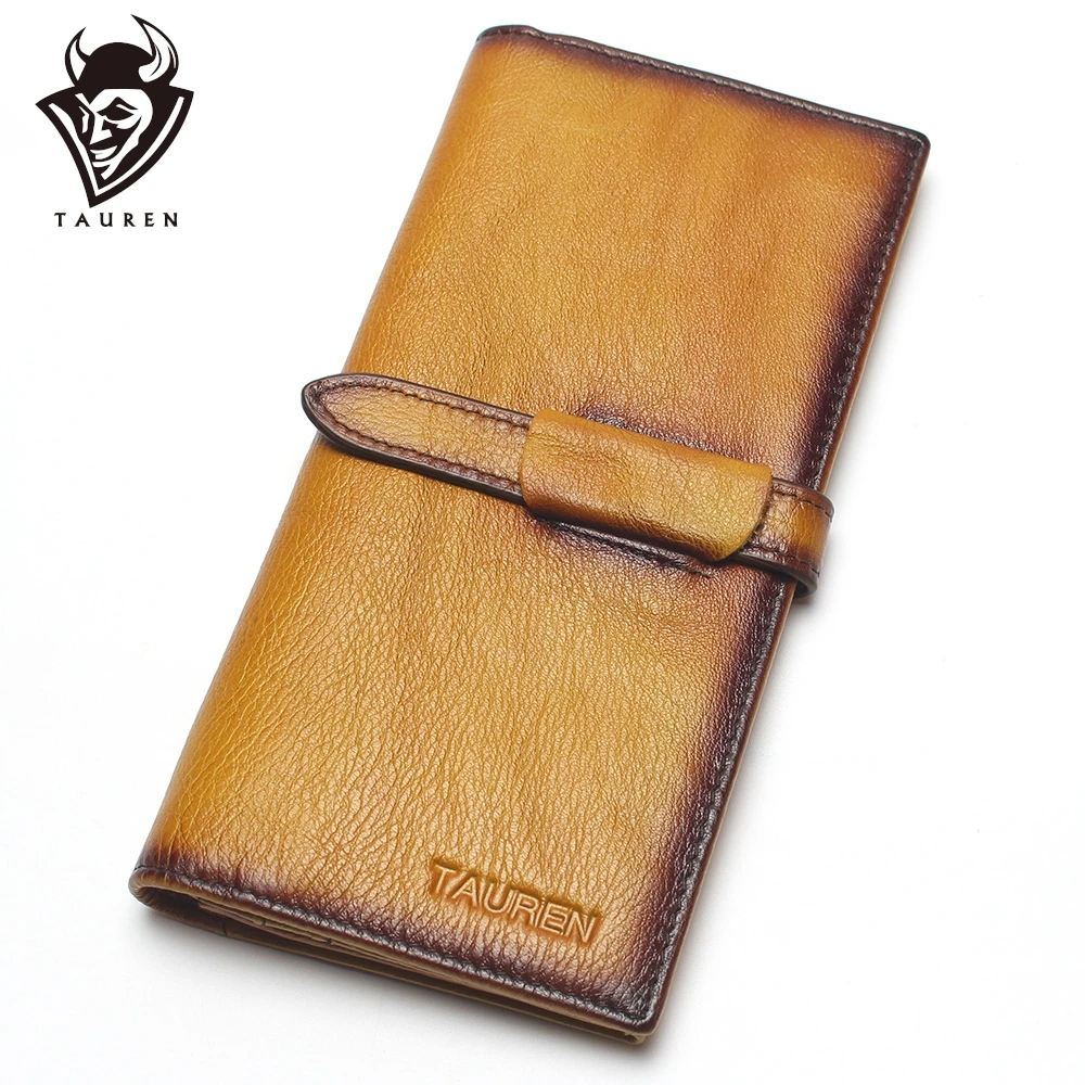 

Dip Dye RFID Blocking 100% Genuine Leather Vintage Men & Women Long Wallet Coin Purse Designer Male Carteira Wallets