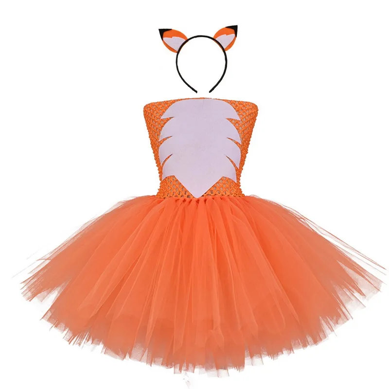 Halloween Girls Crazy Little Fox Costume Kids Christmas Festival Tutu Party Dresses Children Kids Princess Cosplay Dressing Up