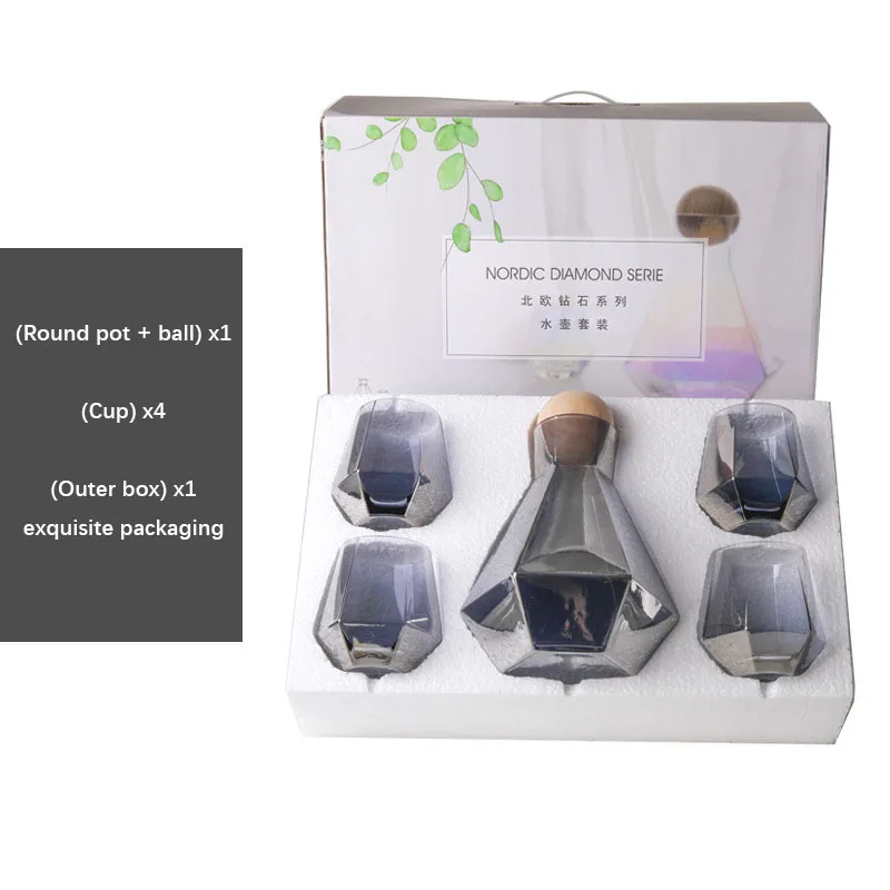 New Glass Water Kettle Cup Nordic Geometric  Pot Water Pitcher Glass Cold Water Jug Set Cup Drinking Ware Simple Household Juice