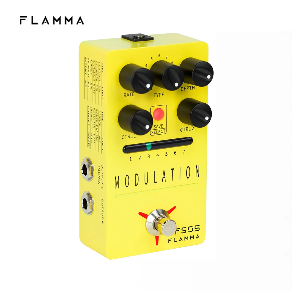 Flamma FS05 Modulatie Pedaal Stereo Digitale Gitaar Effecten Pedaal Met 11 Modulatie Effecten En 7 Preset Slots True Bypass