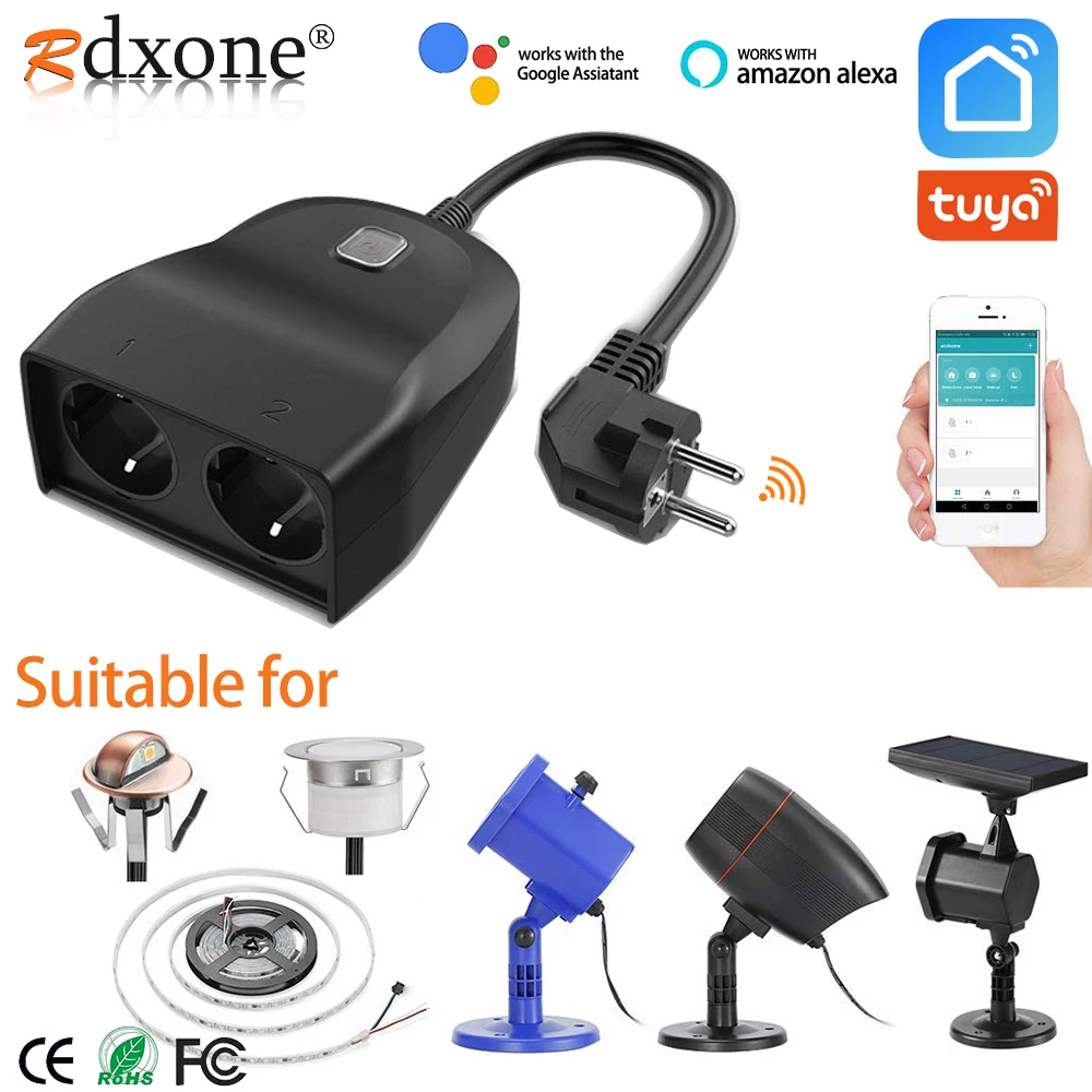 WIFI Smart Waterproof Socket IP44 Outdoor Smart Plug Outlets Works With Alexa Google Home App Remote Control