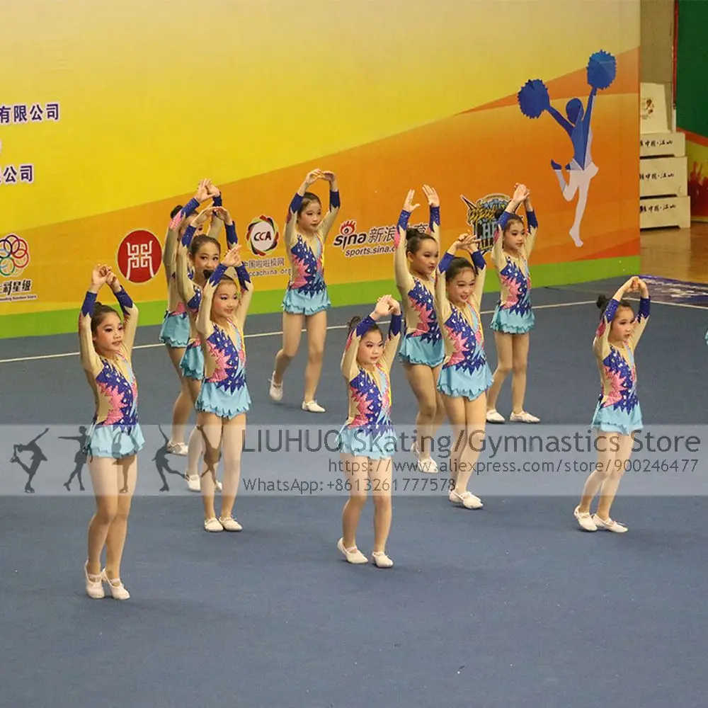 Figure Skating Dress Women CheerleadIng Competition Costume Child Kids Clubs Aerobics Cheerleading Varsity Rhythmic Uniform