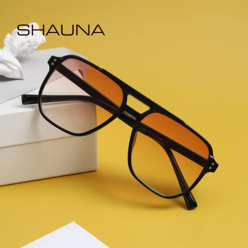 SHAUNA Retro Double Bridges Square Sunglasses Women Fashion Nail Decoration Eyewear Shades UV400 Men Trending Sun Glasses