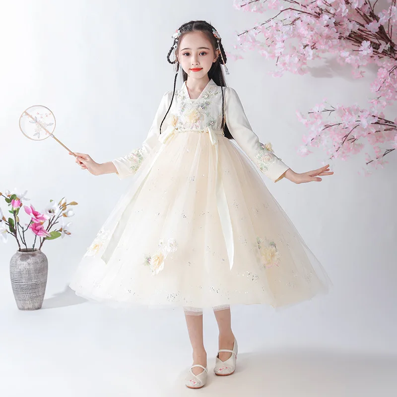 

Girls Hanfu Cheongsam Chi-Pao Princess Evening Party Dress Kids Perform Photography Dance Wear Chinese New Year Dress