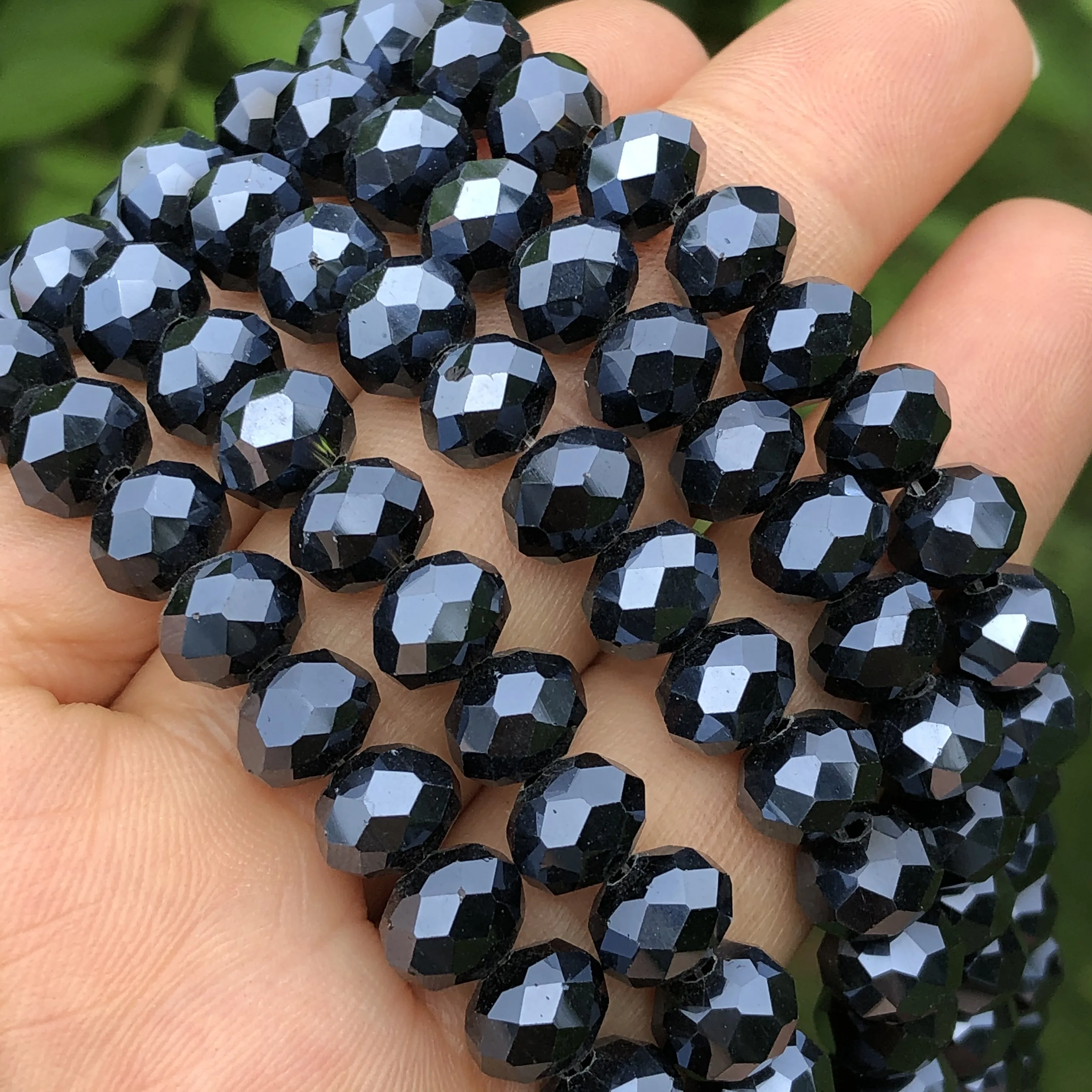 Faceted Rondelle Beads Black Hematite Crystal Glass Loose Spacer Beads For Jewelry Making Diy Earring Bracelet Accessories 15”