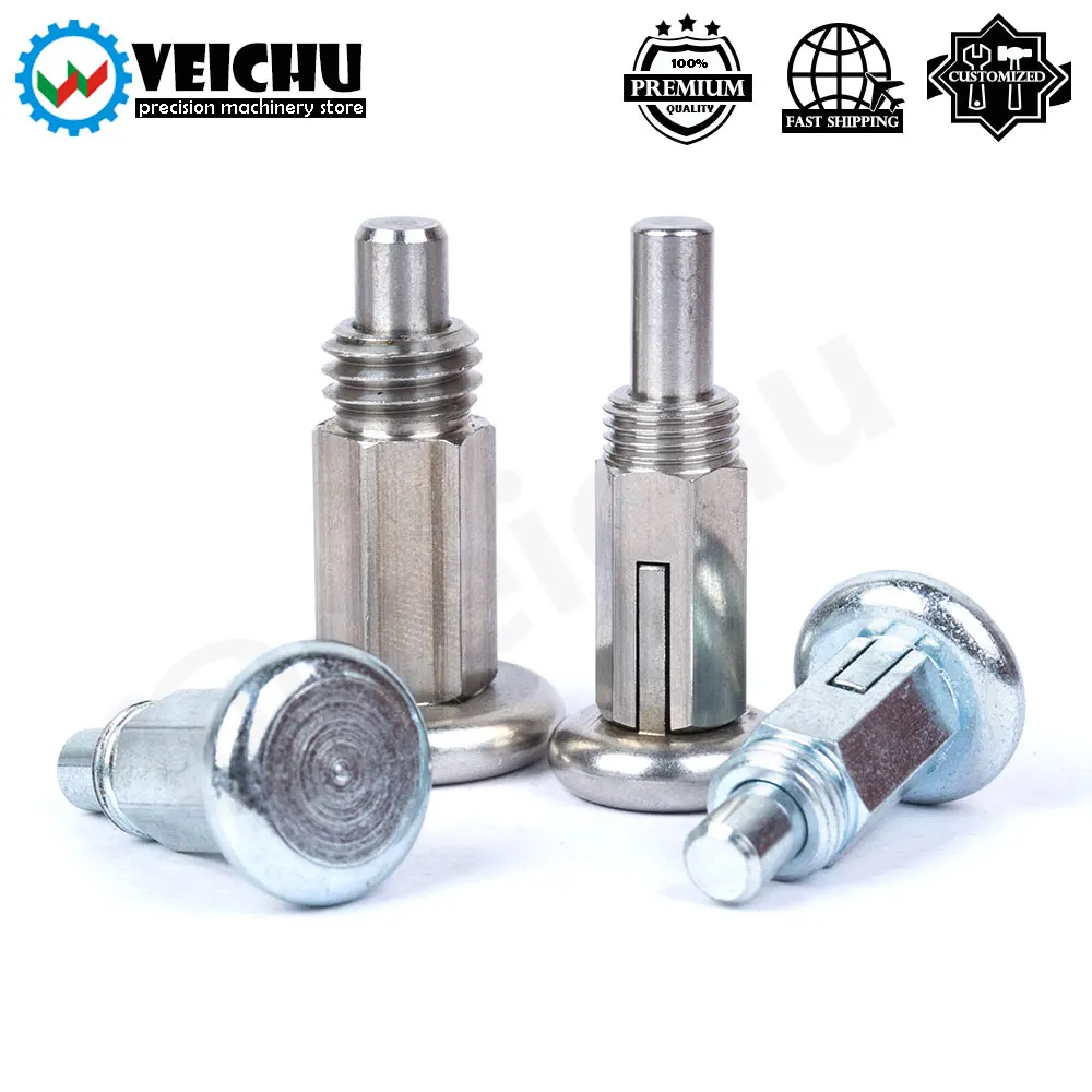 VEICHU Locate Pins Carbon/Stainless Steel Index Bolts Return-Type Self-Locking Locking Spring Plungers Without Nuts