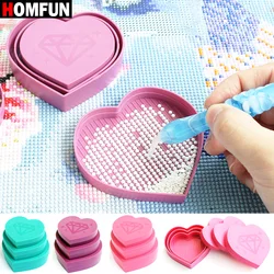 HOMFUN 3Pcs 5D Diamond Painting Tool Heart-Shaped Diamond Tray Box large-Capacity Tray Diamond Embroidery Accessories Case