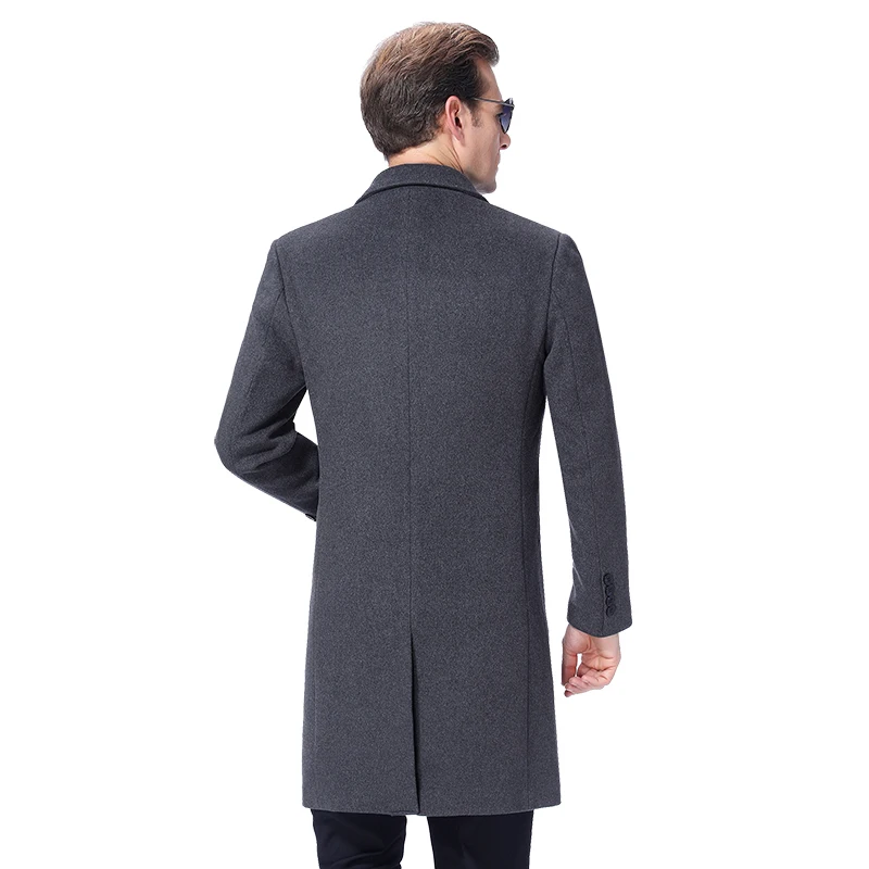 2022 Men Wool Coat Winter Warm Woolen Long Coat Autumn Mens Overcoat Cashmere Coat Peacoat Wool Blend Long Jacket Korea Style