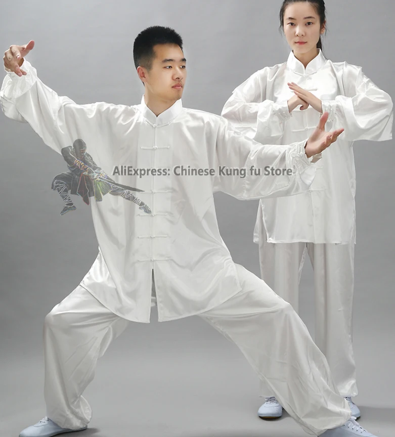 Kung fu Suit Shiny Satin Tai chi Uniform Wushu Kung fu Martial arts Suit Wing Chun Jacket and Pants Traditional Chinese Clothing