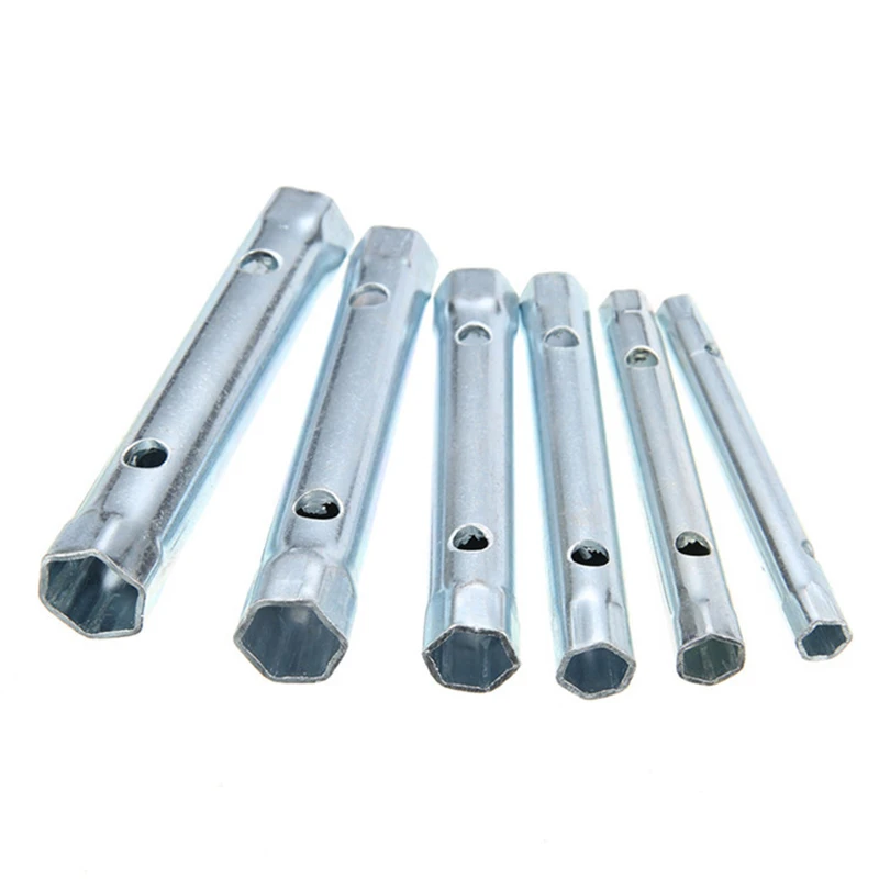 10PC 6-22mm Metric Tubular Box Wrench Set Tube Bar Spark-Plug Spanner for Automotive Plumb Repair Steel Double Ended