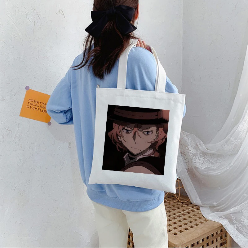 Bungo Stray Dog Anime Cartoon Print Cool Shopper Bag Shopper Black White Women Fashion shopper shoulder bags Tote bag,Drop Ship