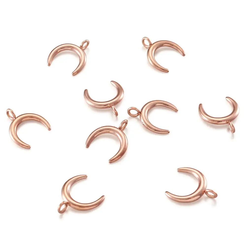 10pcs Moon 304 Stainless Steel Pendants Charms Double Horn/Crescent Pendants for Necklace jewelry DIY making