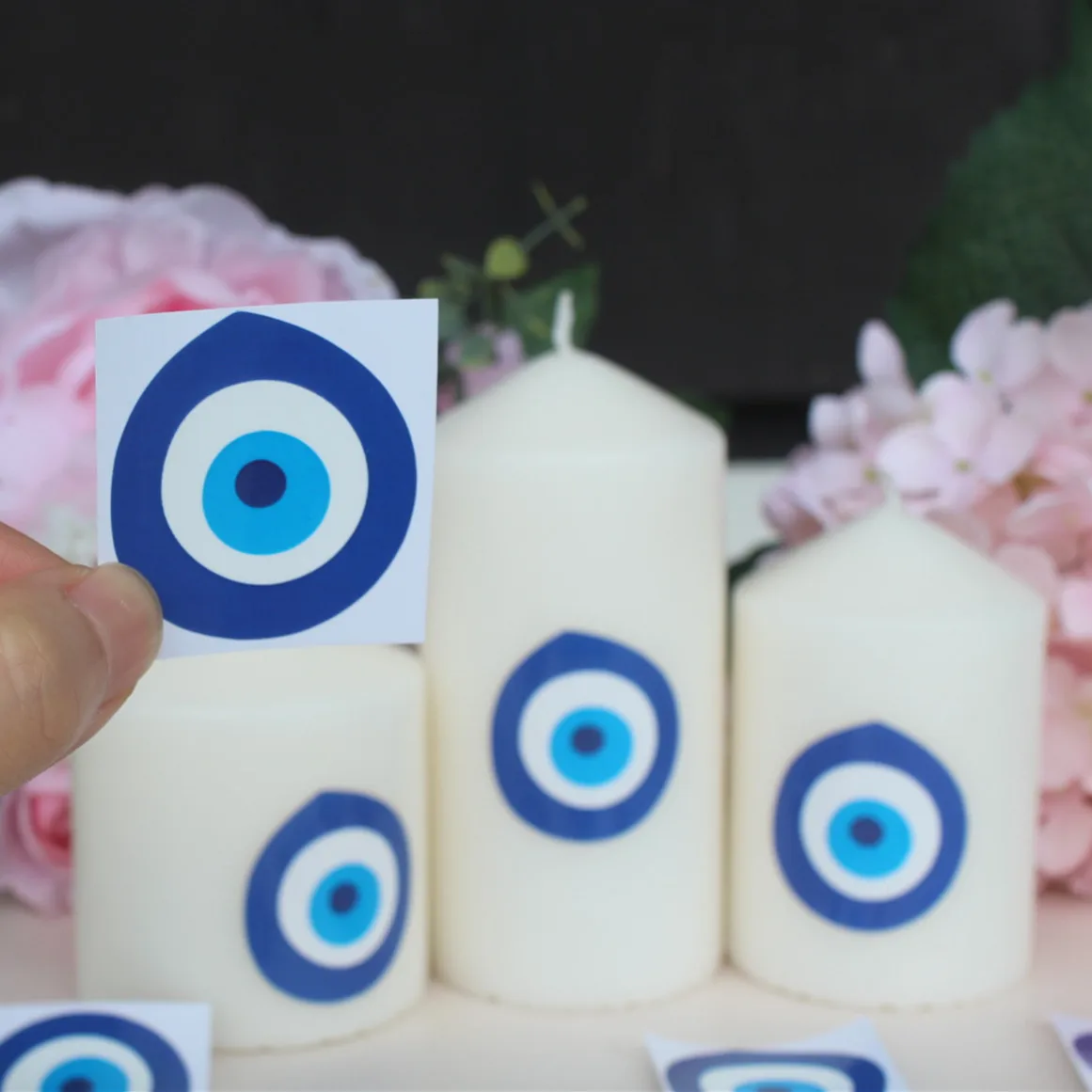Calcomanías de Ojo Turco Candela, Pegatinas de Protección de la Suerte, Decoración de Vinilo (No Incluye Vela)