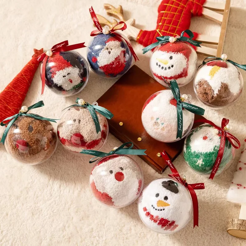 2Pairs/4Pairs Women Socks Christams Xmas Tree Hanging Ball Ornaments Decorations Gift Navidad Ball Bauble For DIY Xmas Party