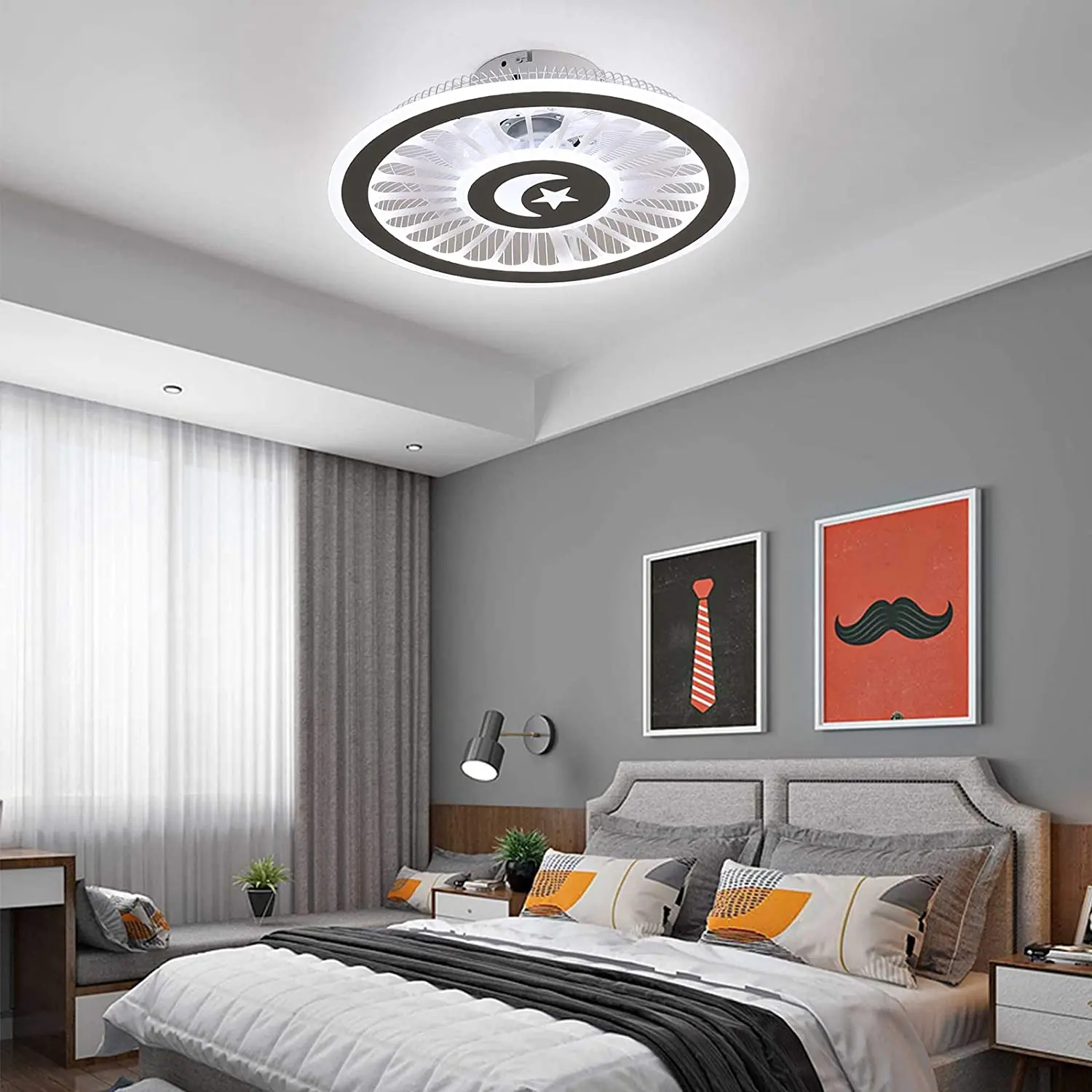 OUKANING 18 Inch Ceiling Fan Light 3 Colors Dimming Lamp with Remote Control For Living Room Modern LED Cooling Ventilador Ven