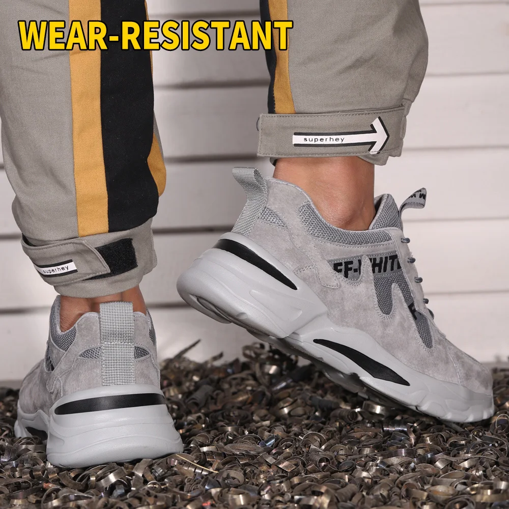 Men Work Safety Shoes Steel Toe Head Anti-puncture Anti-Stabbing Wearable Breathable Light Soft Sneakers Boots Construction