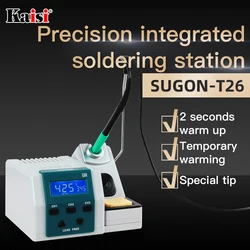 SUGON T26 Estacion Soldadura Función De Calentamiento Temporal Kit De Soldador+3PCS Iron Tips 80W Poder Estacion Soldadura