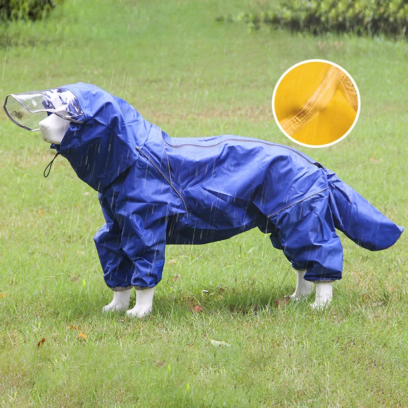 Outdoor Large Dog Raincoat Waterproof big Dog Clothes Coat hoodie Rain Jacket Reflective Medium big dog poncho All inclusive